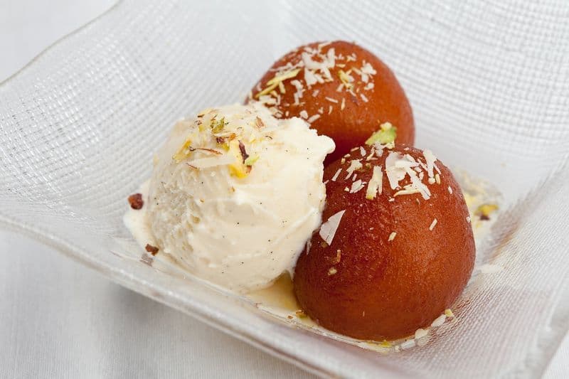 Gulab Jamun with Vanilla Ice Cream